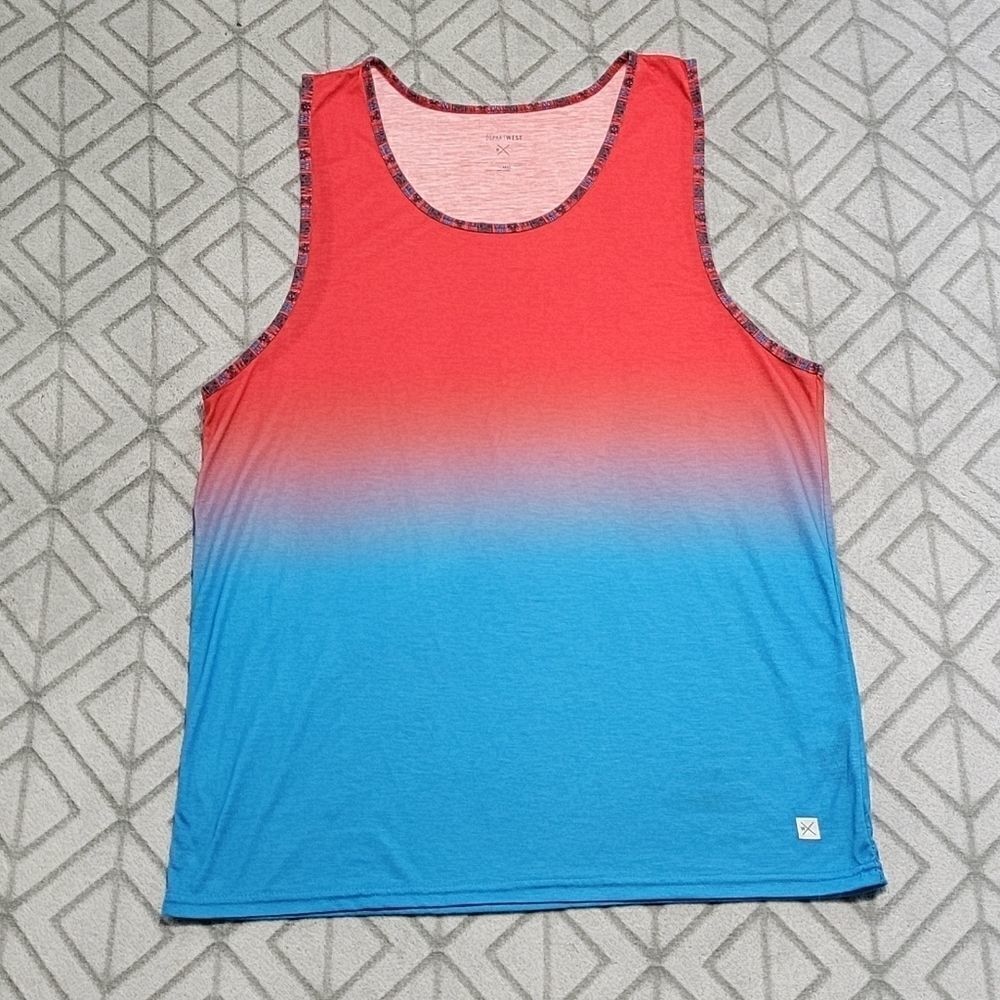 Depart West Red & Blue Ombre Summer Beach Casual Tank Top Sleeveless Shirt
